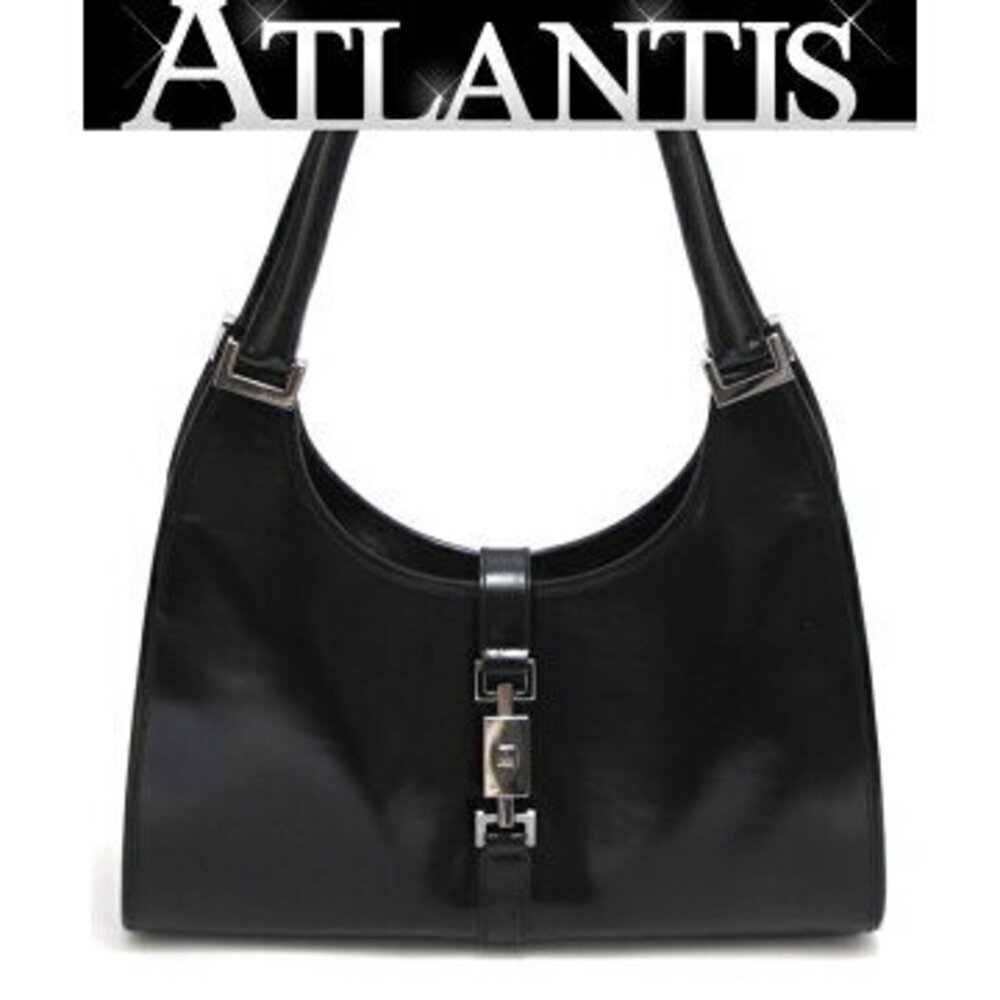 Gucci Jackie Handbag Polished Calfskin Leather Black